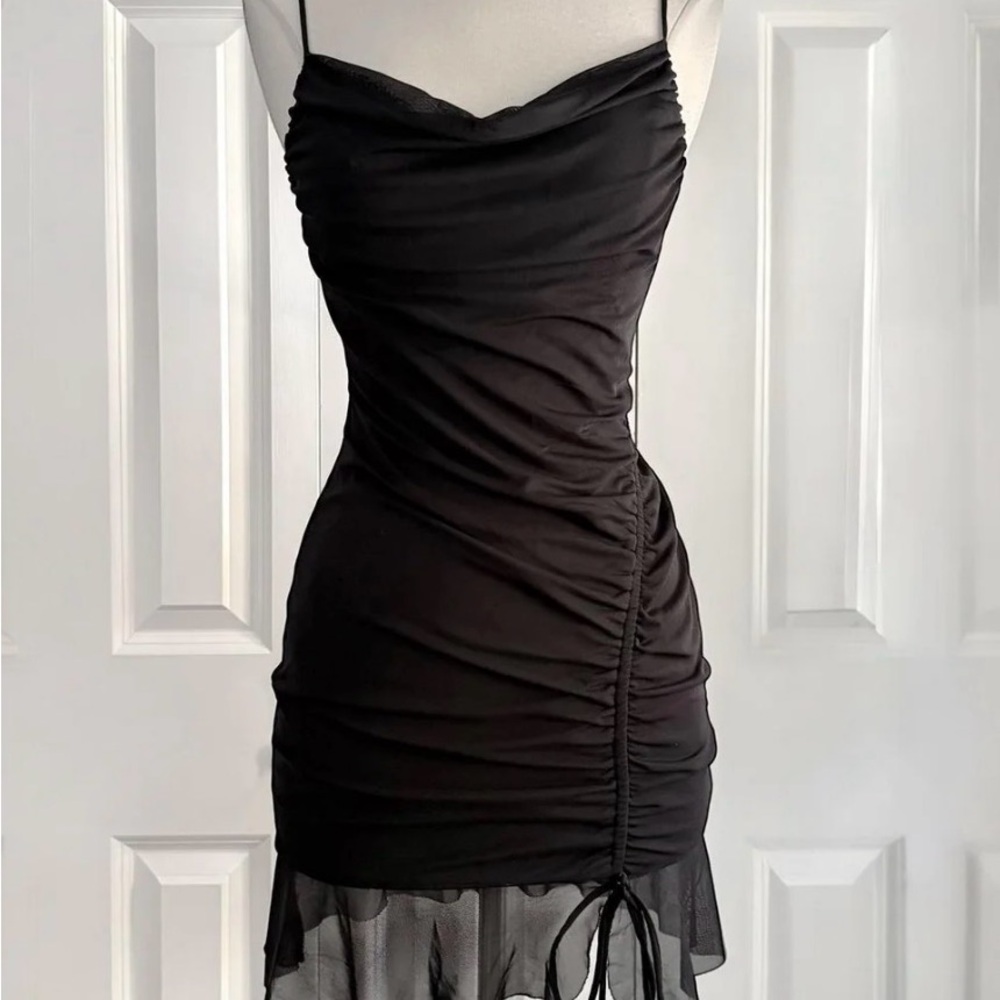 Elegant Black Ruched Dress
